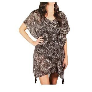 Palisades Beach Club Geometric Print Sheer Swimwear Coverup